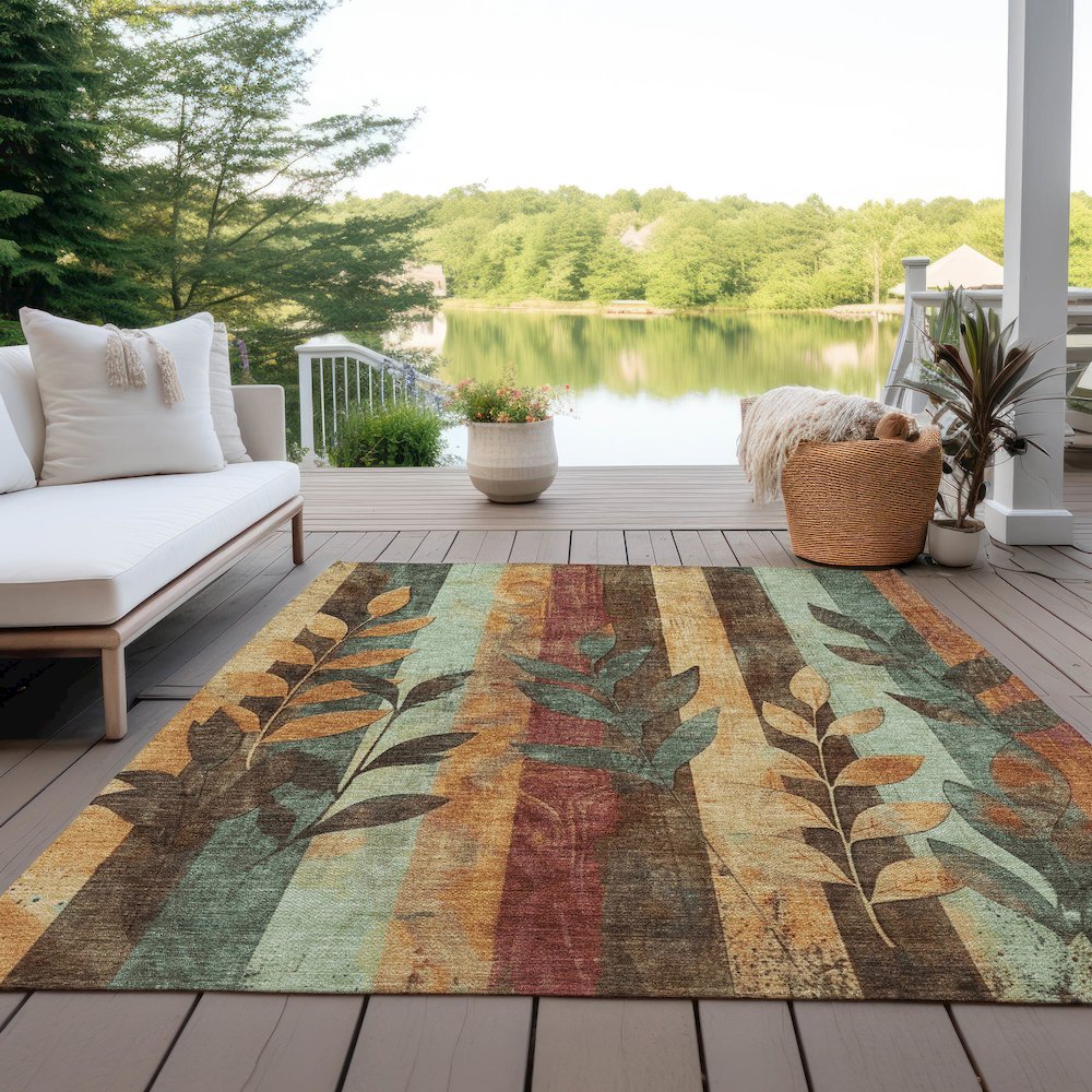 Machine Washable Indoor/Outdoor Chantille Wheat 8' x 10' Rug. Picture 7