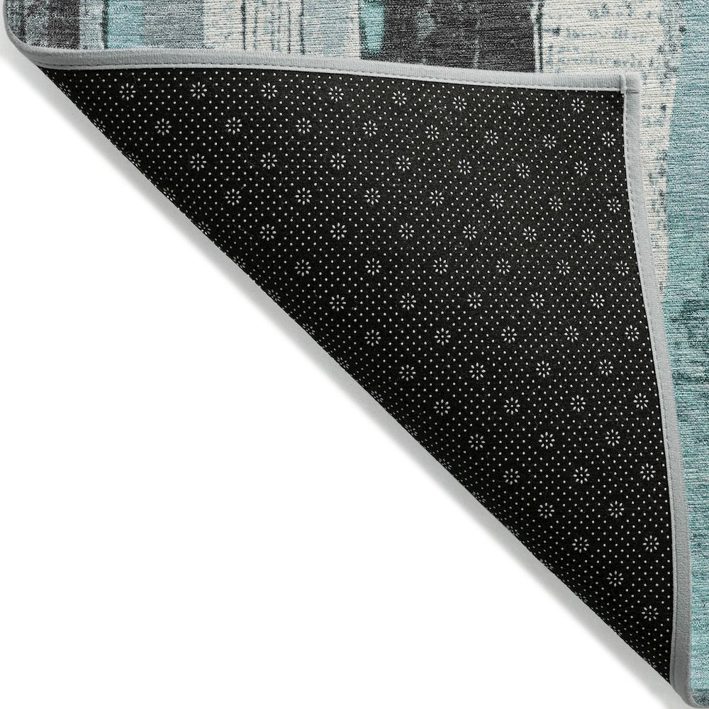 Machine Washable Indoor/Outdoor Chantille Teal 3' x 5' Rug. Picture 2
