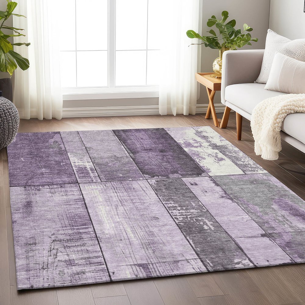 Machine Washable Indoor/Outdoor Chantille Purple 8' x 10' Rug. Picture 5