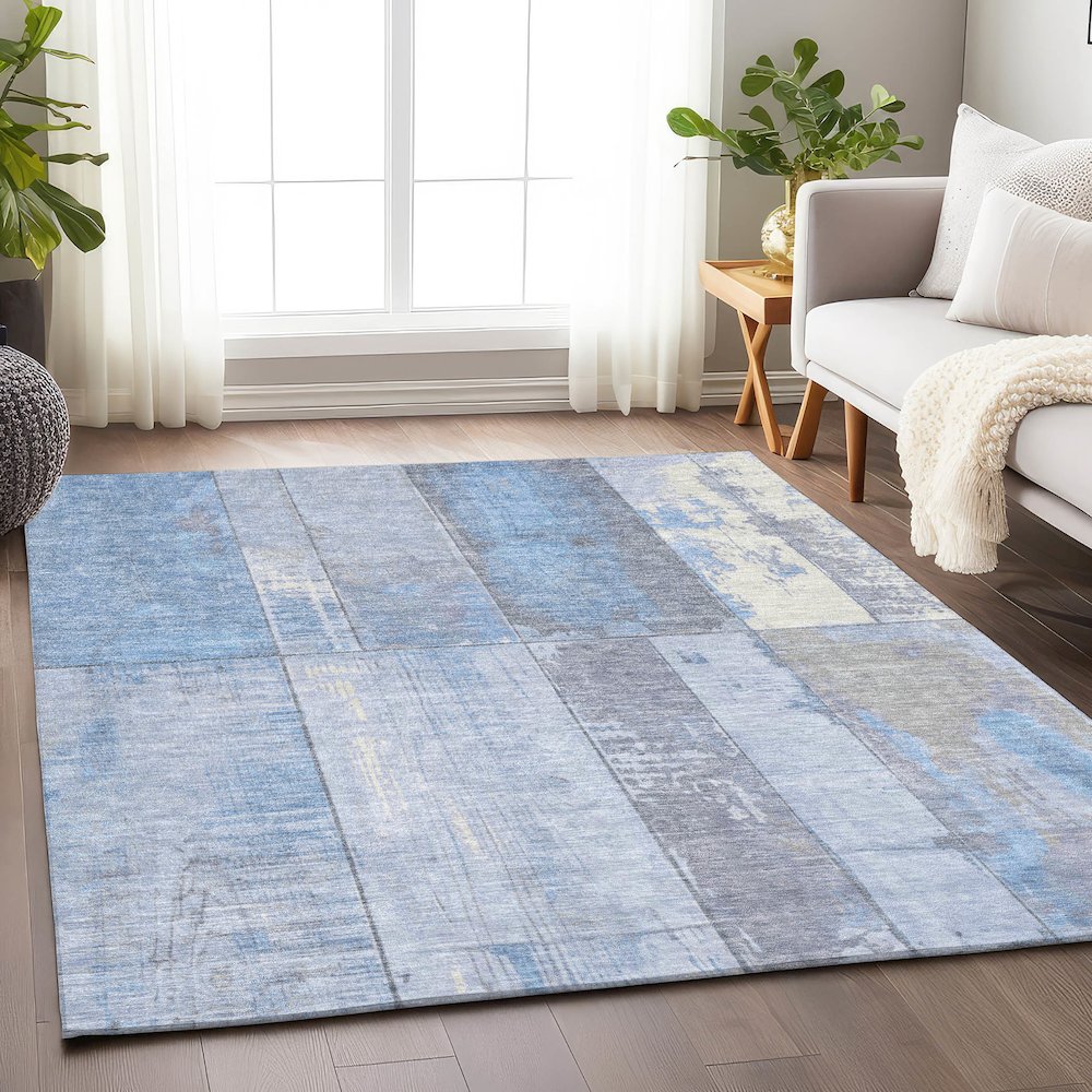 Machine Washable Indoor/Outdoor Chantille Sky 8' x 10' Rug. Picture 5