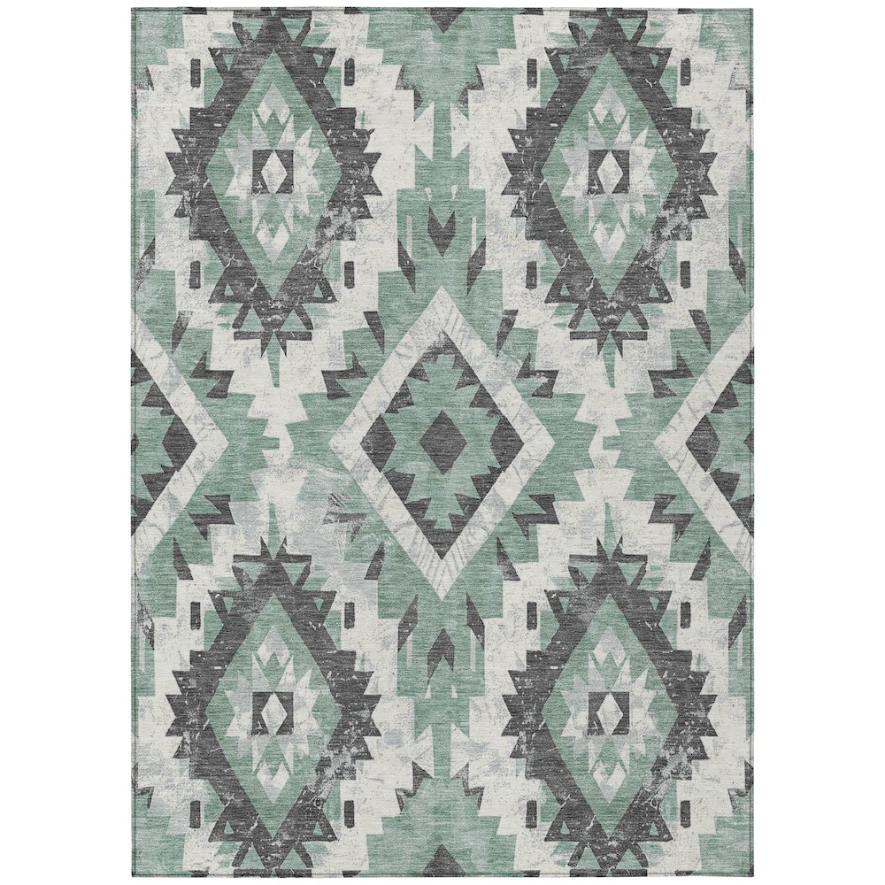 Machine Washable Indoor/Outdoor Chantille Seafoam 8' x 10' Rug. Picture 1