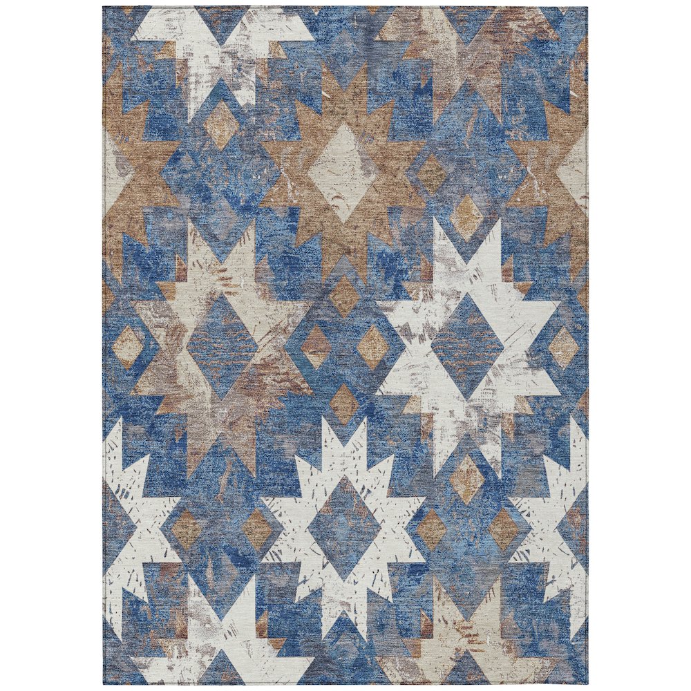 Machine Washable Indoor/Outdoor Chantille Blue 8' x 10' Rug. Picture 1