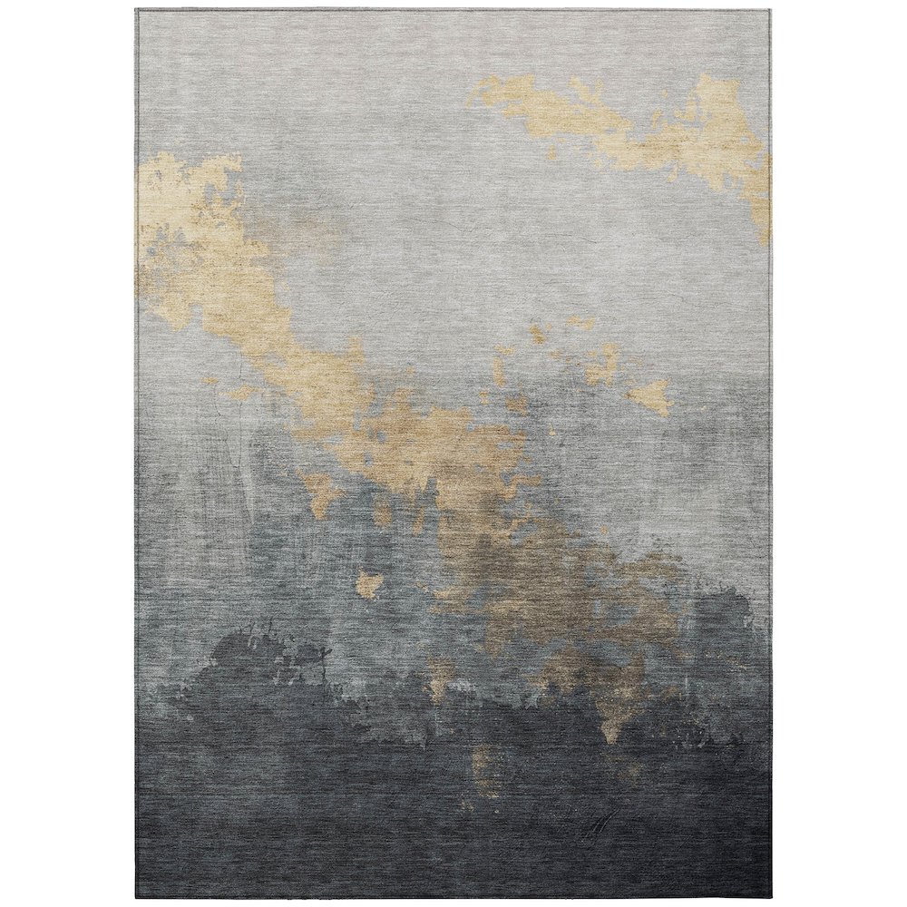 Machine Washable Indoor/Outdoor Chantille Gold 8' x 10' Rug. Picture 1