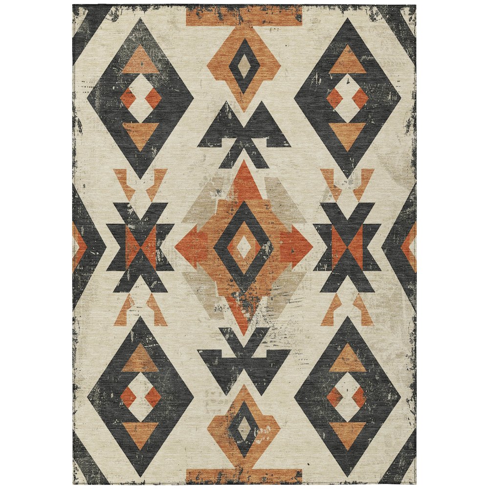 Machine Washable Indoor/Outdoor Chantille Ivory 8' x 10' Rug. Picture 1