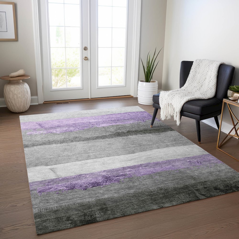 Machine Washable Indoor/Outdoor Chantille Lavender 8' x 10' Rug. Picture 5