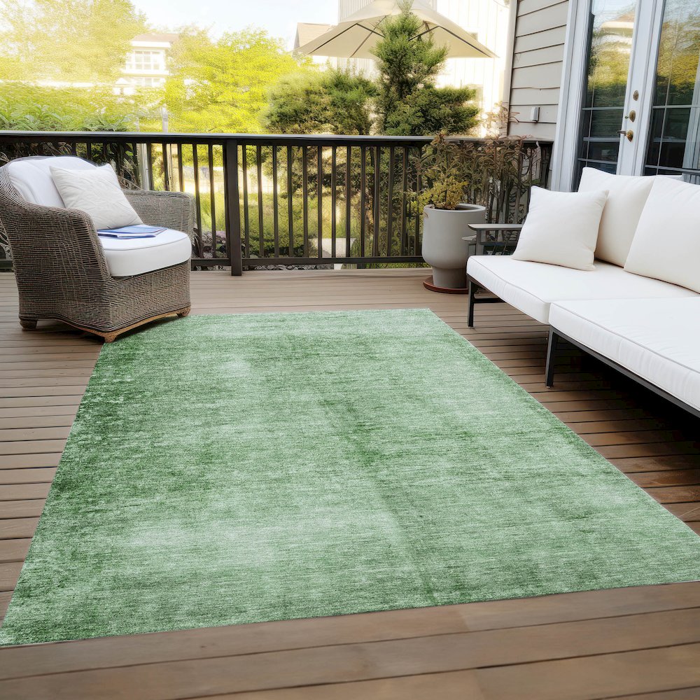 Machine Washable Indoor/Outdoor Chantille Green 8' x 10' Rug. Picture 8