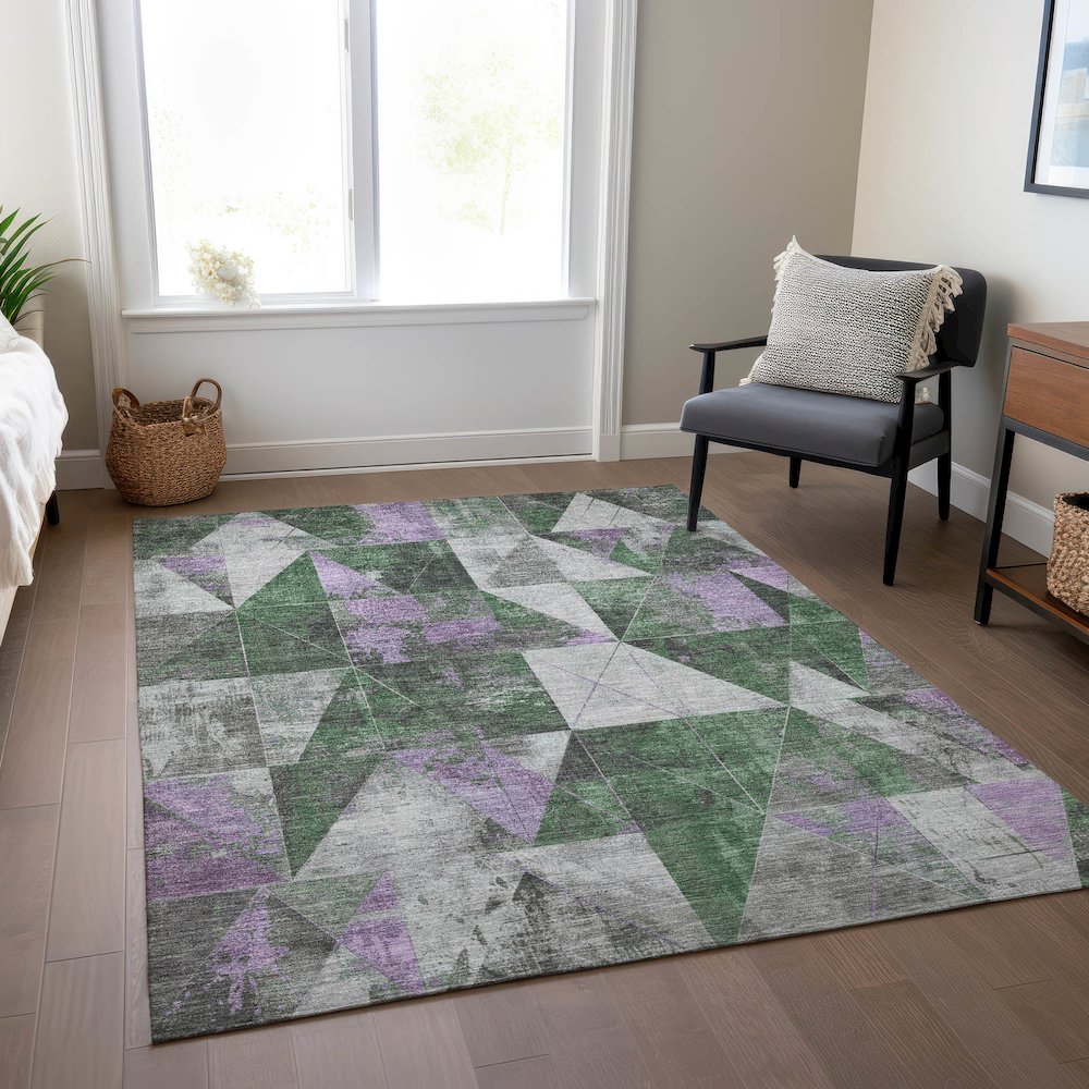 Machine Washable Indoor/Outdoor Chantille Emerald 8' x 10' Rug. Picture 6