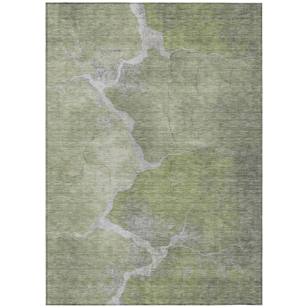 Machine Washable Indoor/Outdoor Chantille Green 8' x 10' Rug. Picture 1