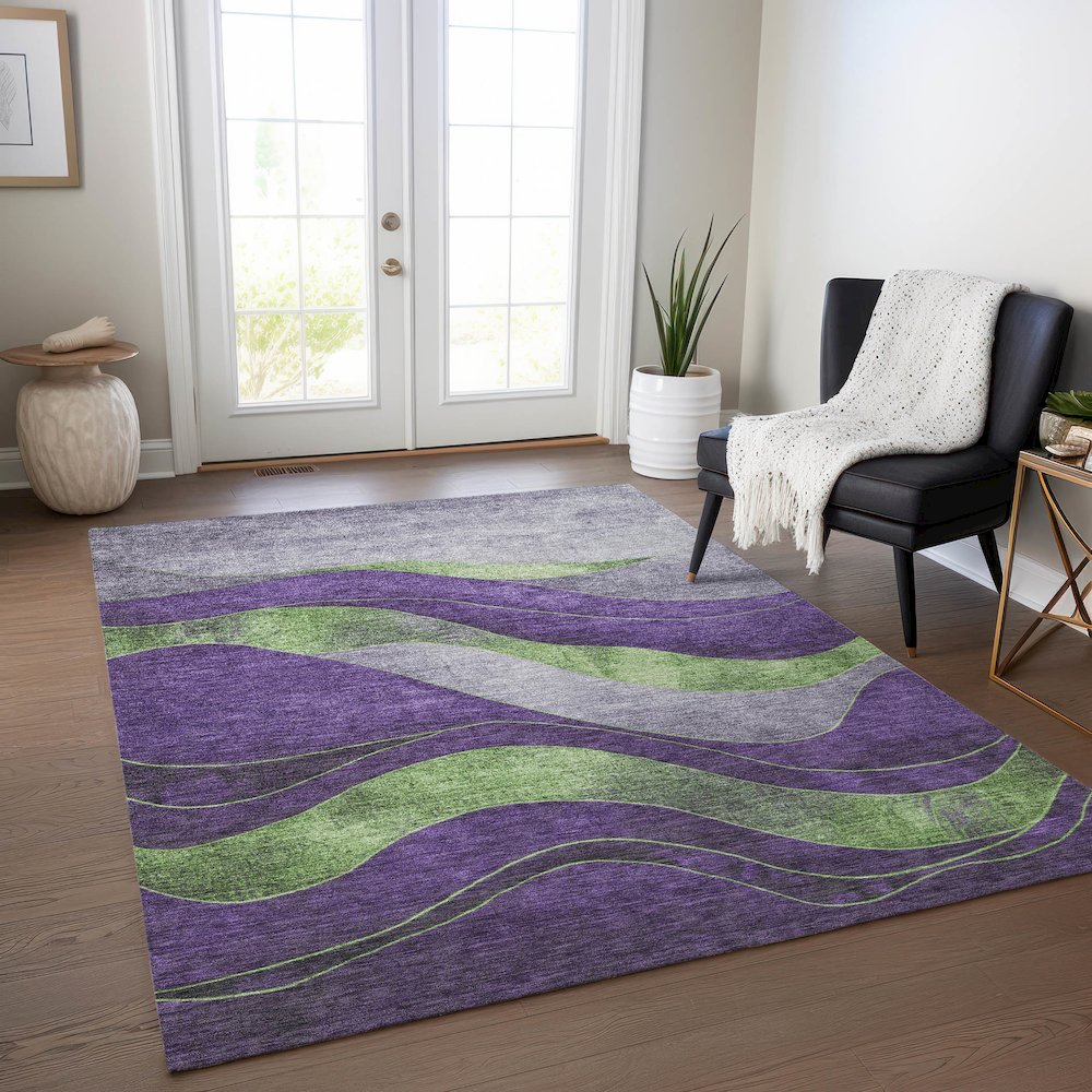 Machine Washable Indoor/Outdoor Chantille Purple 8' x 10' Rug. Picture 5