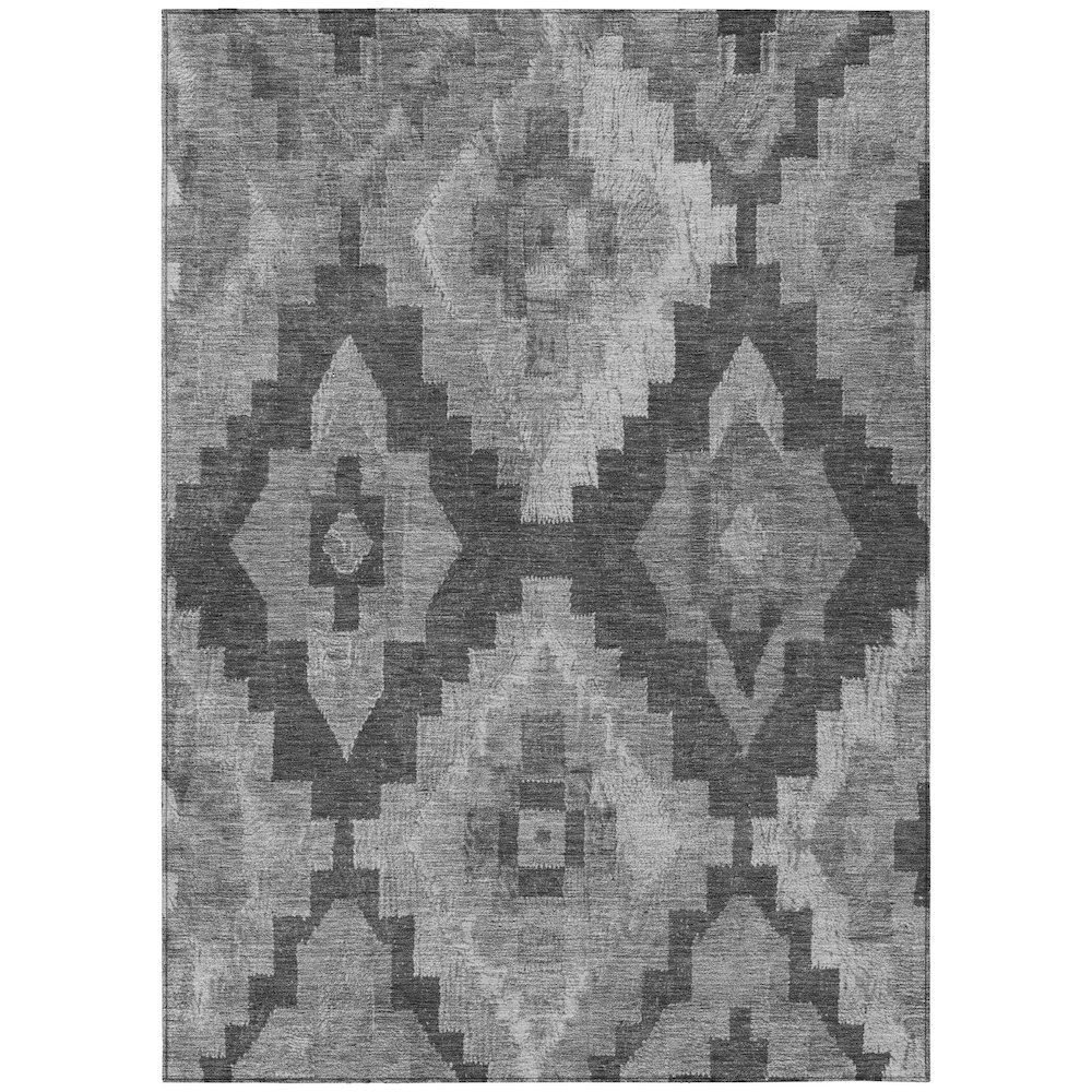 Machine Washable Indoor/Outdoor Chantille Gray 8' x 10' Rug. Picture 1