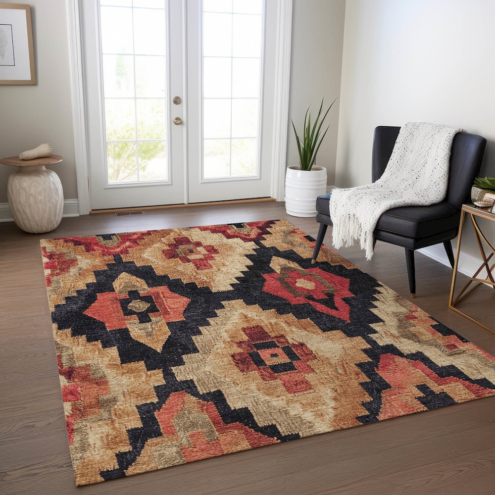Machine Washable Indoor/Outdoor Chantille Rust 8' x 10' Rug. Picture 5