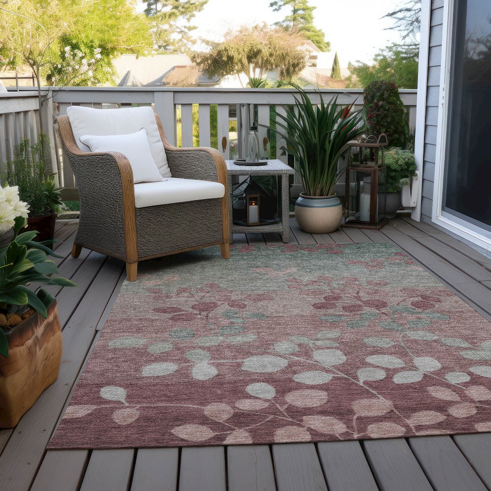 Machine Washable Indoor/Outdoor Chantille Blush 8' x 10' Rug. Picture 7