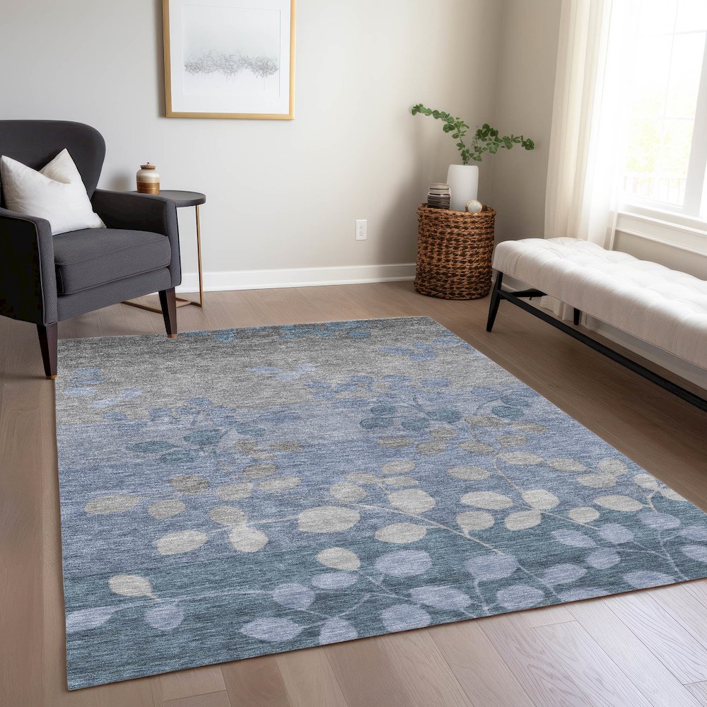 Machine Washable Indoor/Outdoor Chantille Denim 8' x 10' Rug. Picture 6