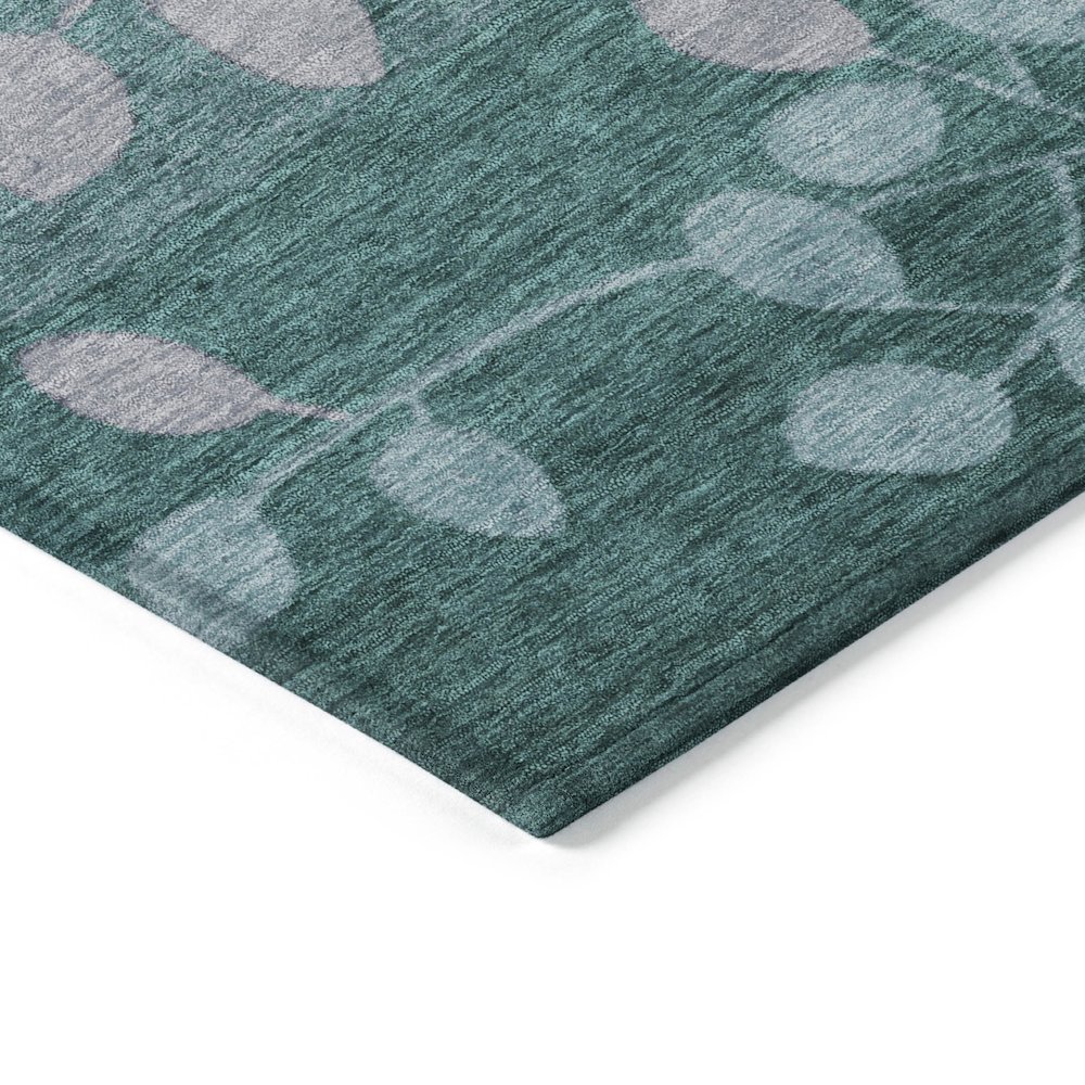 Machine Washable Indoor/Outdoor Chantille Teal 3' x 5' Rug. Picture 3