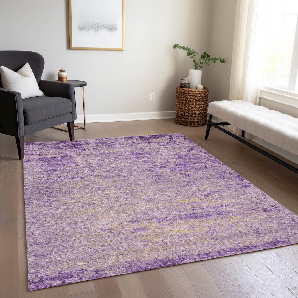Machine Washable Indoor/Outdoor Chantille Purple 8' x 10' Rug. Picture 6