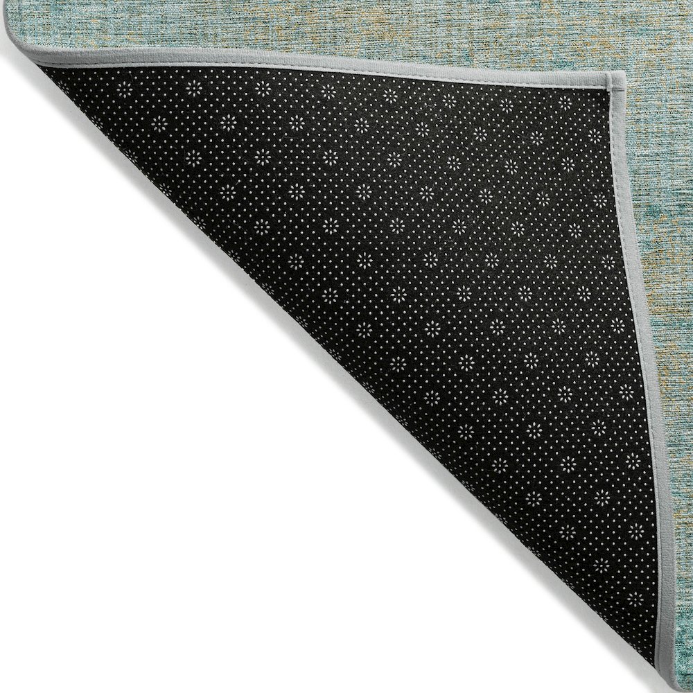 Machine Washable Indoor/Outdoor Chantille Teal 3' x 5' Rug. Picture 2