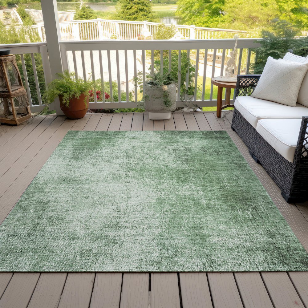 Machine Washable Indoor/Outdoor Chantille Green 8' x 10' Rug. Picture 8
