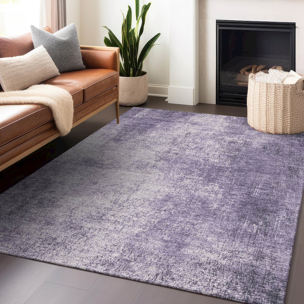 Machine Washable Indoor/Outdoor Chantille Lavender 8' x 10' Rug. Picture 5