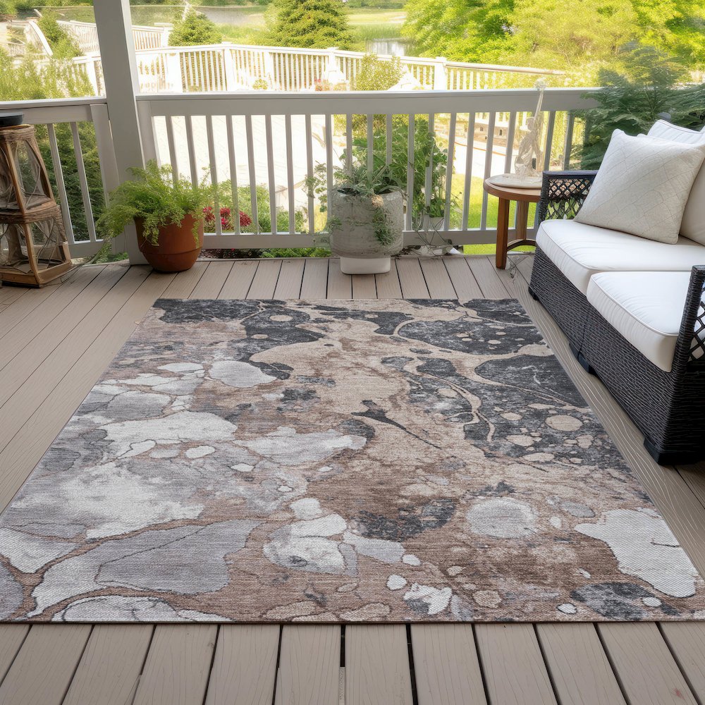 Machine Washable Indoor/Outdoor Chantille Mocha 8' x 10' Rug. Picture 8