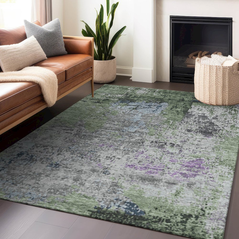 Machine Washable Indoor/Outdoor Chantille Fern 8' x 10' Rug. Picture 5