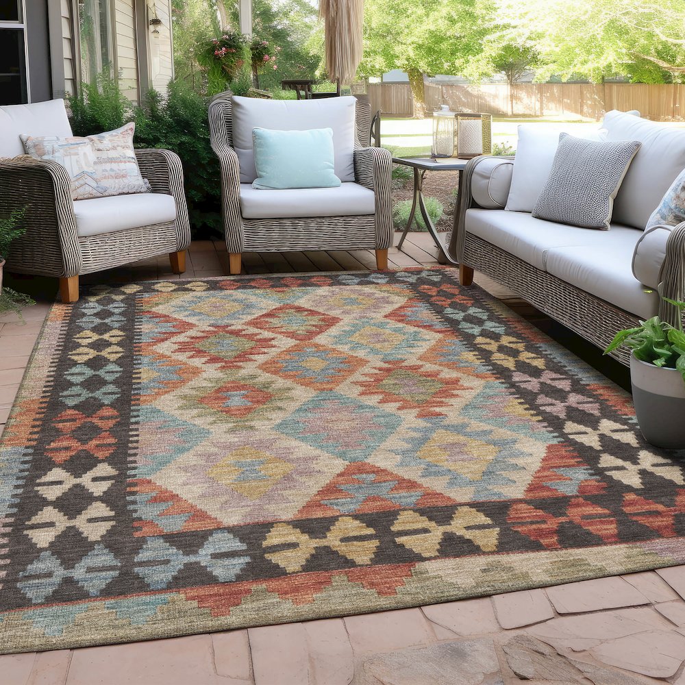 Machine Washable Indoor/Outdoor Chantille Paprika 8' x 10' Rug. Picture 7