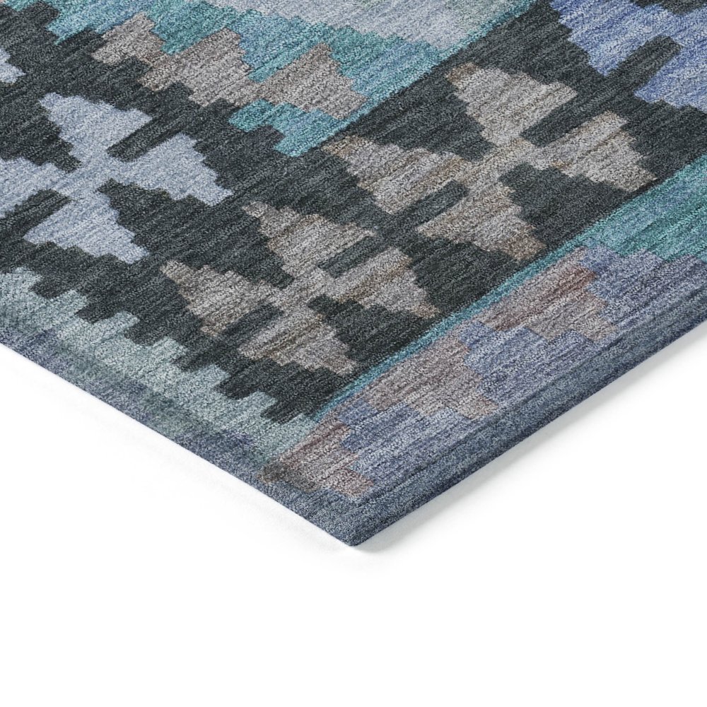 Machine Washable Indoor/Outdoor Chantille Teal 3' x 5' Rug. Picture 3