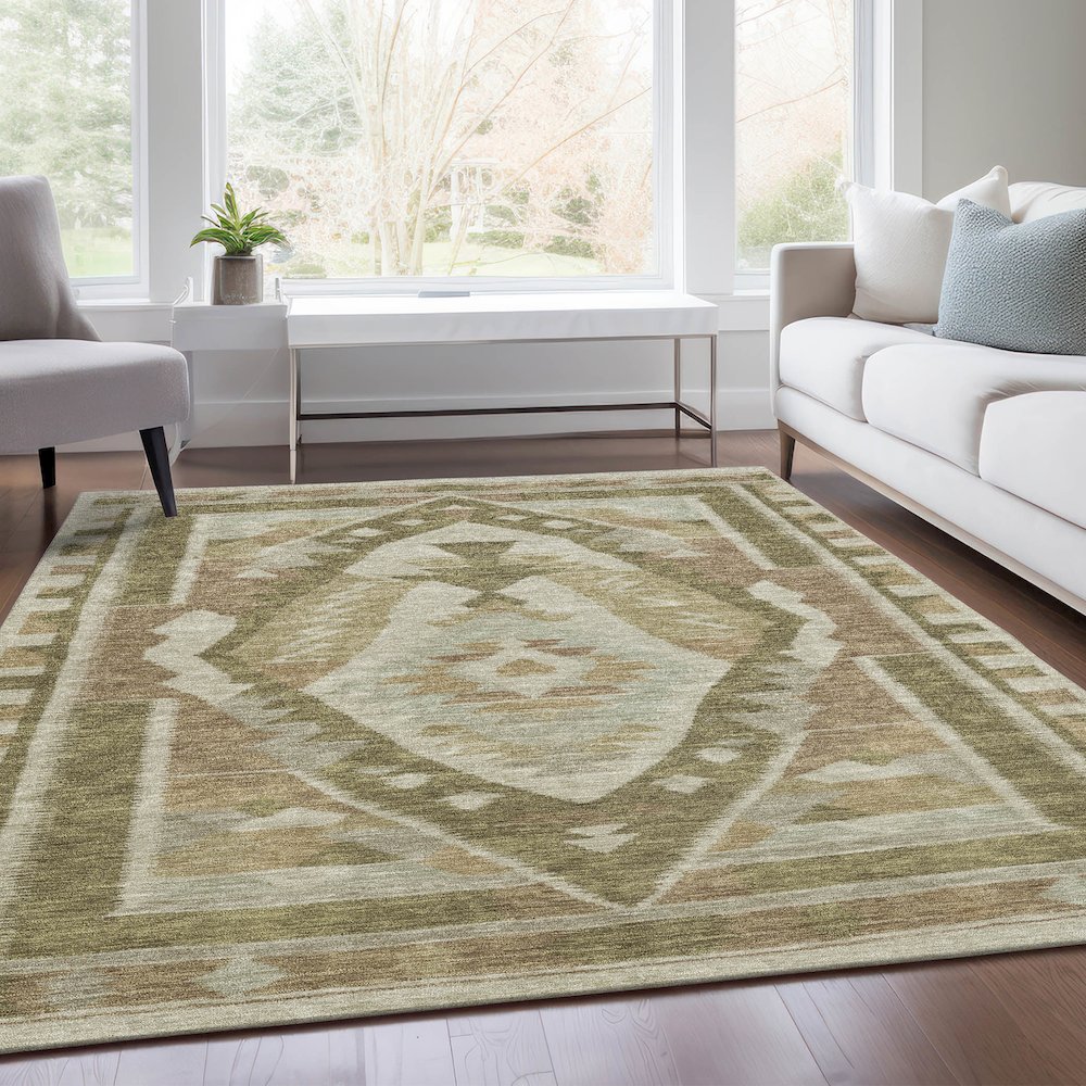 Machine Washable Indoor/Outdoor Chantille Linen 8' x 10' Rug. Picture 6