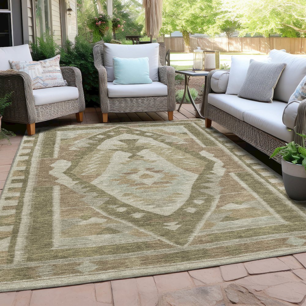 Machine Washable Indoor/Outdoor Chantille Linen 8' x 10' Rug. Picture 7