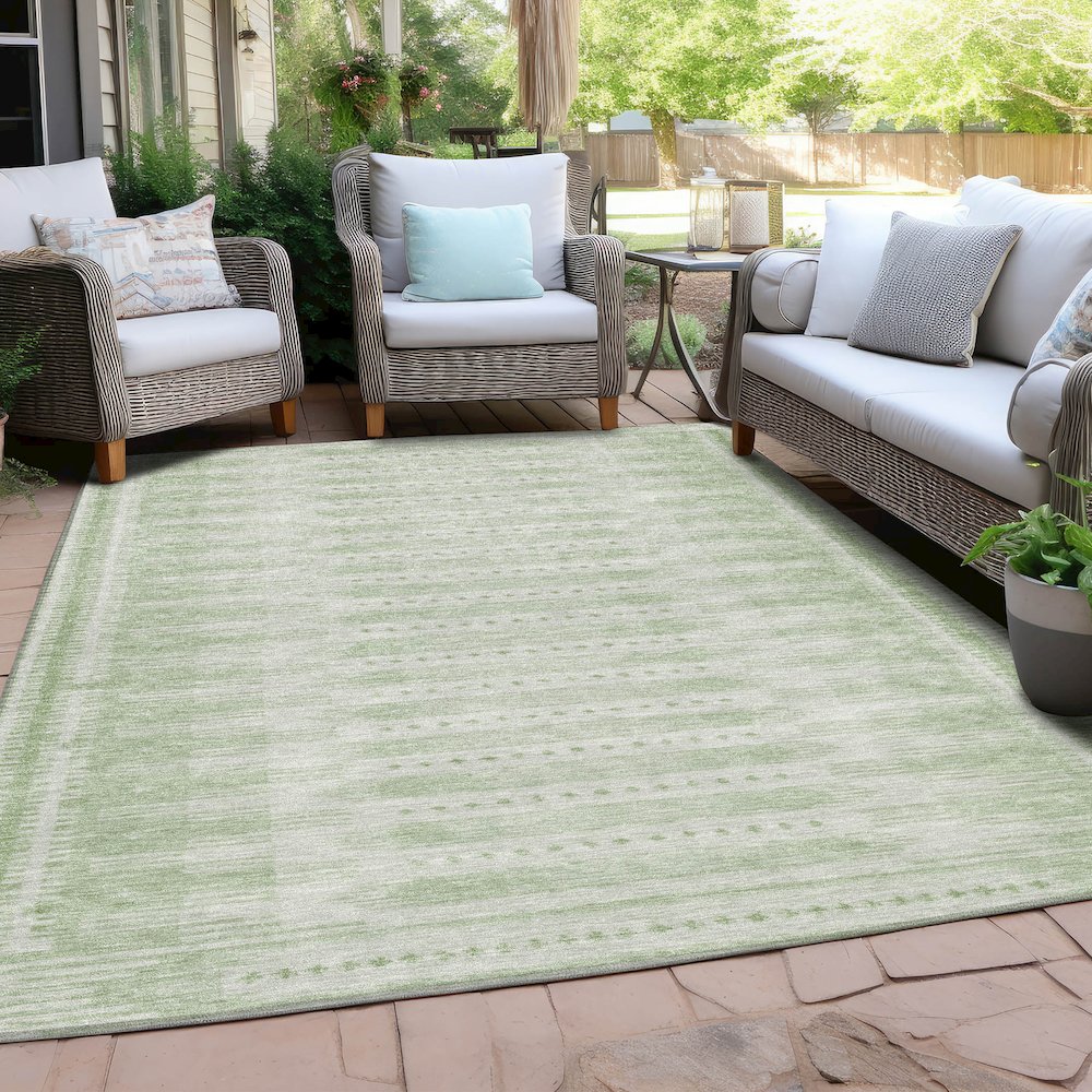 Machine Washable Indoor/Outdoor Chantille Sage 8' x 10' Rug. Picture 7