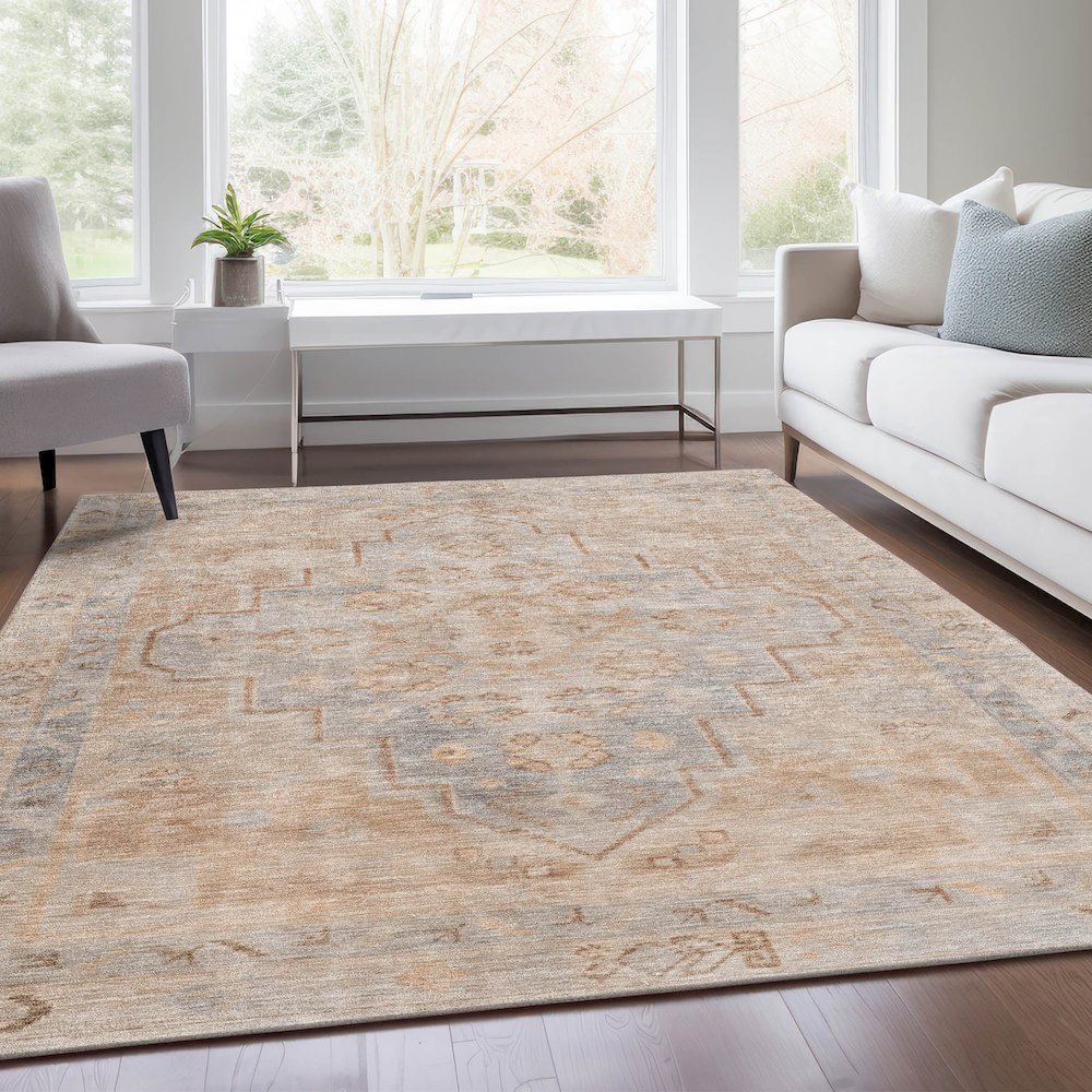 Machine Washable Indoor/Outdoor Chantille Copper 8' x 10' Rug. Picture 6