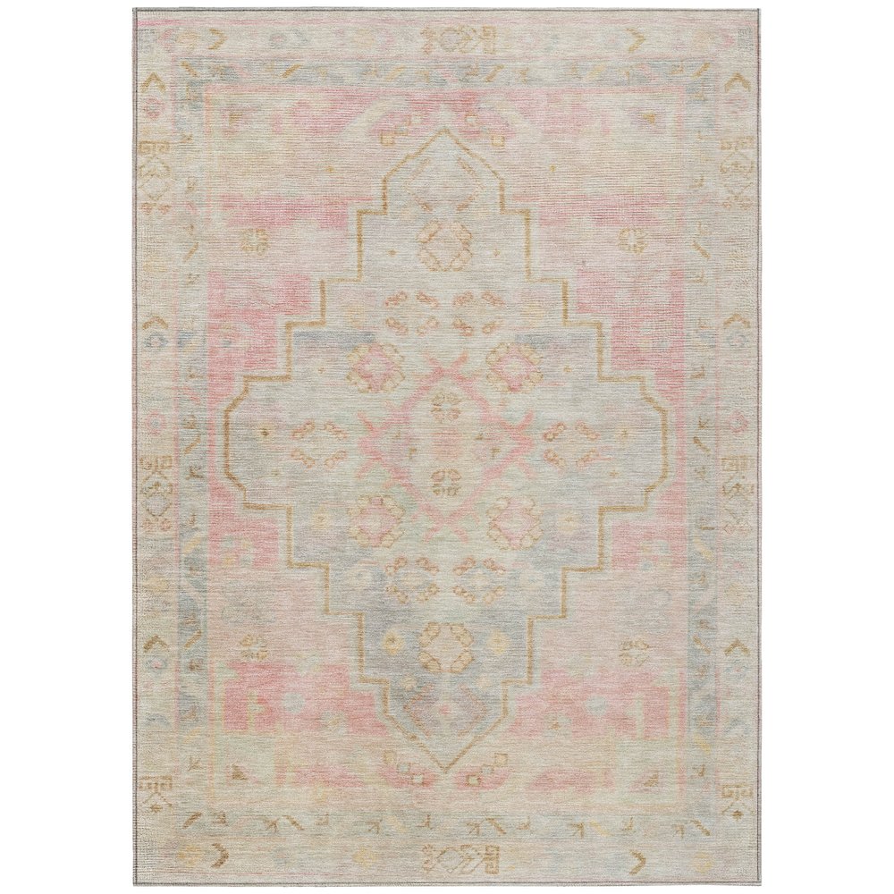 Machine Washable Indoor/Outdoor Chantille Pink 8' x 10' Rug. Picture 1