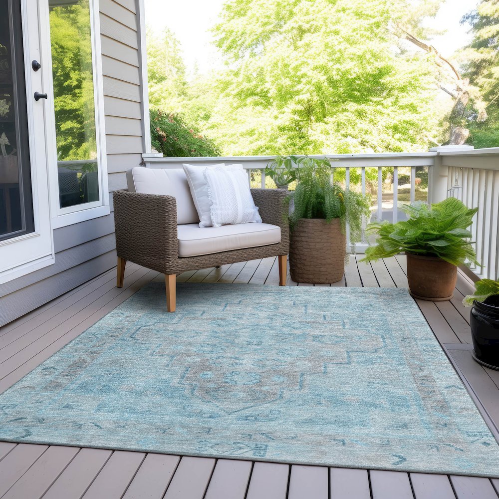 Machine Washable Indoor/Outdoor Chantille Sky 8' x 10' Rug. Picture 8