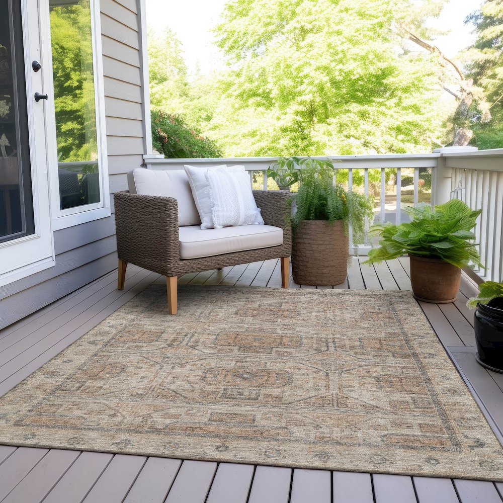 Machine Washable Indoor/Outdoor Chantille Beige 8' x 10' Rug. Picture 8