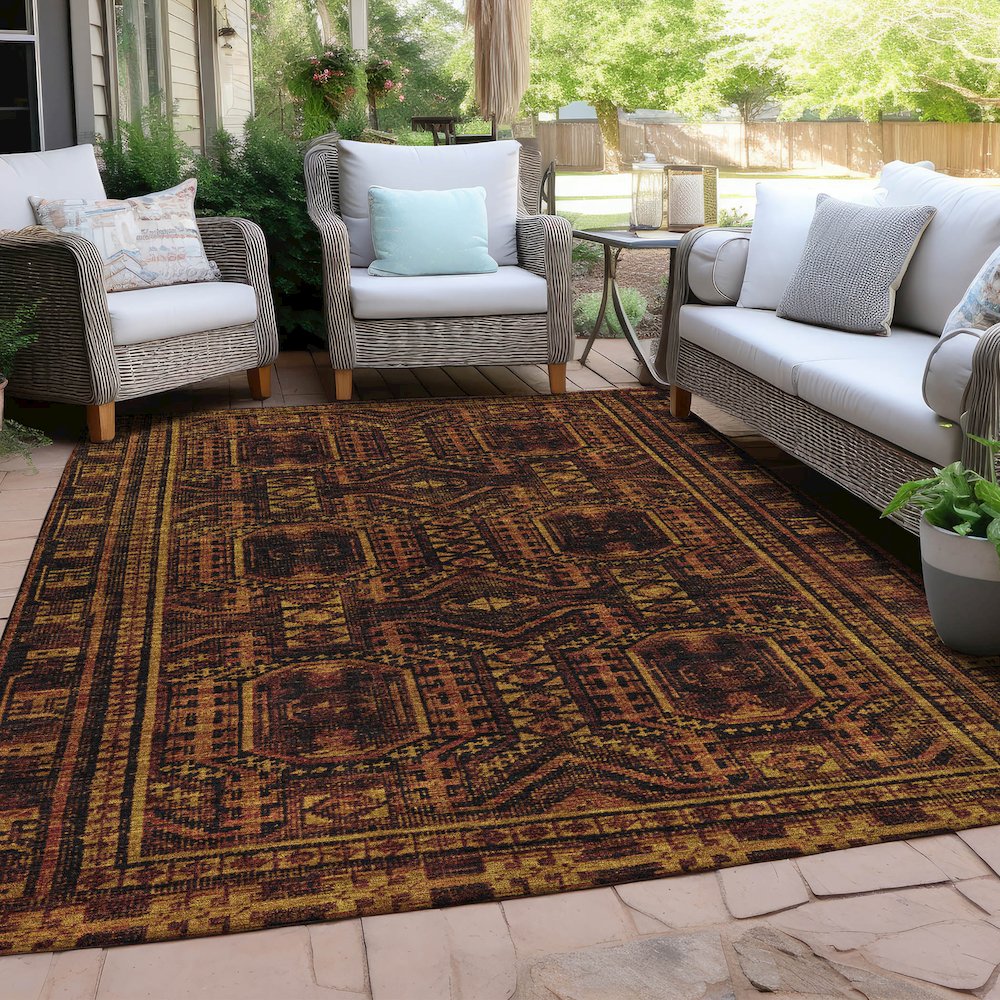 Machine Washable Indoor/Outdoor Chantille Paprika 8' x 10' Rug. Picture 7