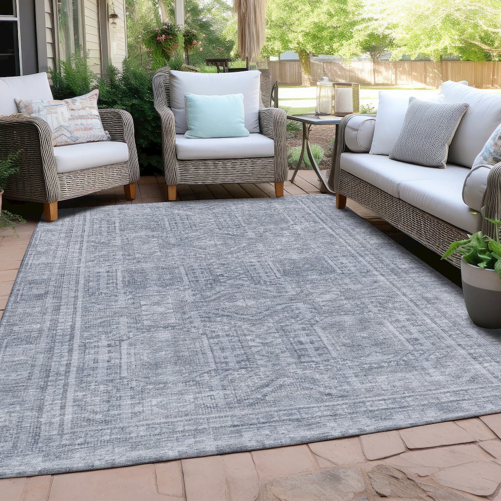 Machine Washable Indoor/Outdoor Chantille Sky 8' x 10' Rug. Picture 7