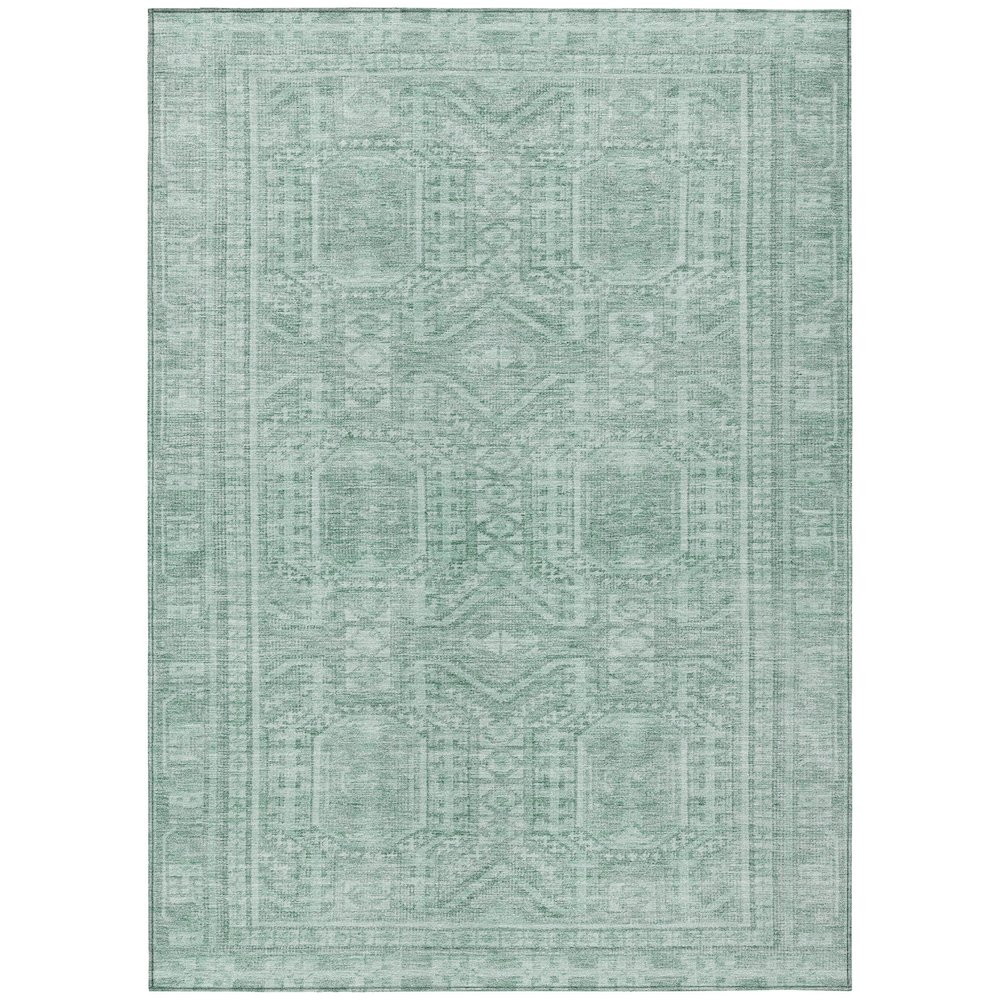 Machine Washable Indoor/Outdoor Chantille Teal 8' x 10' Rug. Picture 1