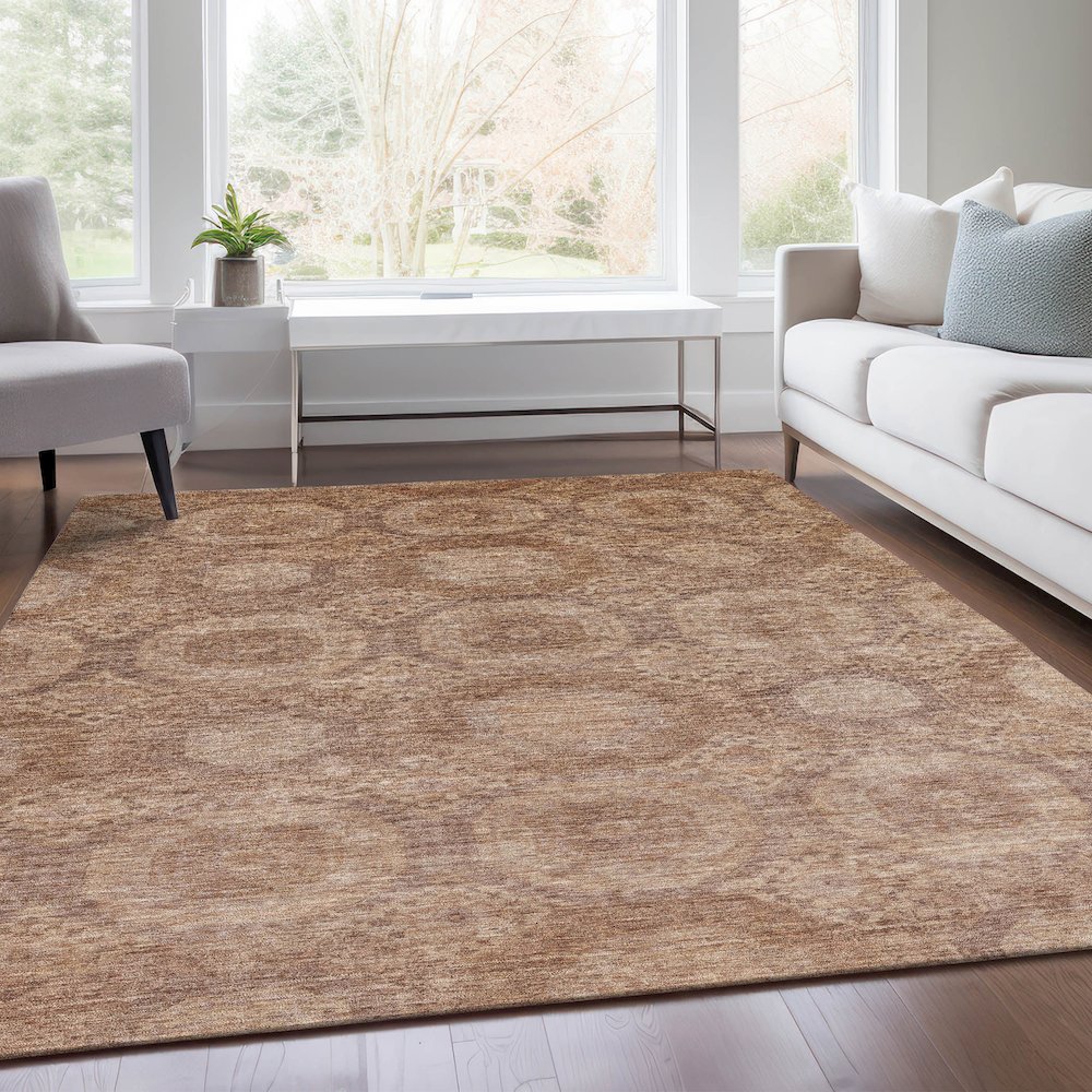 Machine Washable Indoor/Outdoor Chantille Copper 8' x 10' Rug. Picture 6