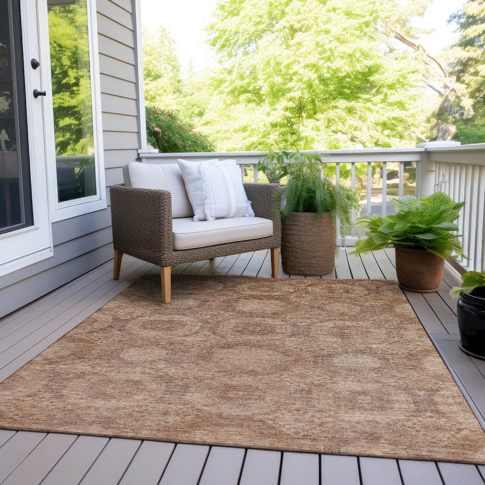 Machine Washable Indoor/Outdoor Chantille Copper 8' x 10' Rug. Picture 8