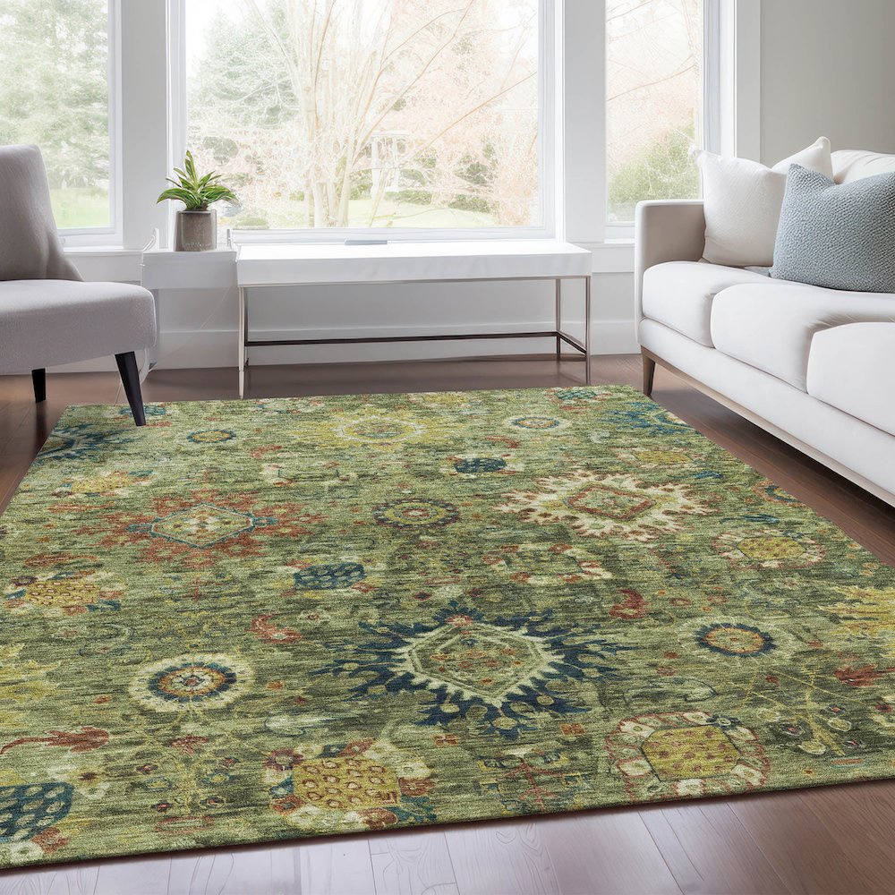 Machine Washable Indoor/Outdoor Chantille Aloe 8' x 10' Rug. Picture 6