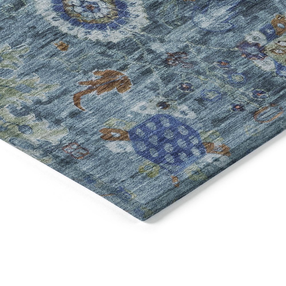 Machine Washable Indoor/Outdoor Chantille Blue 3' x 5' Rug. Picture 3
