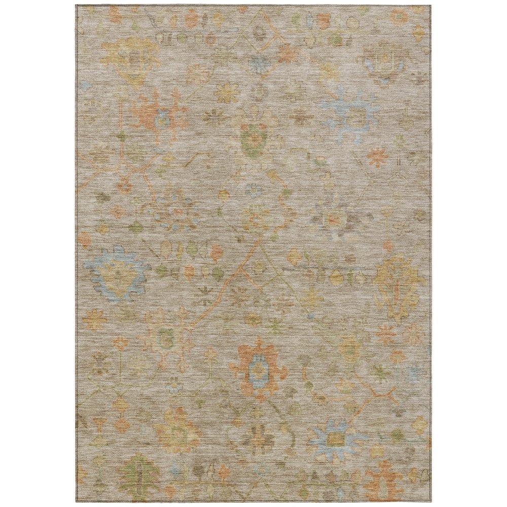 Machine Washable Indoor/Outdoor Chantille Beige 8' x 10' Rug. Picture 1