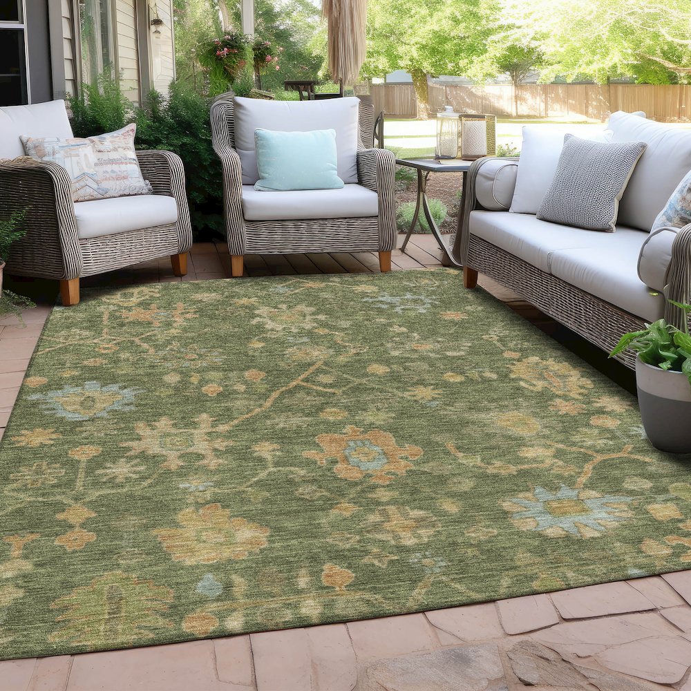 Machine Washable Indoor/Outdoor Chantille Fern 8' x 10' Rug. Picture 7