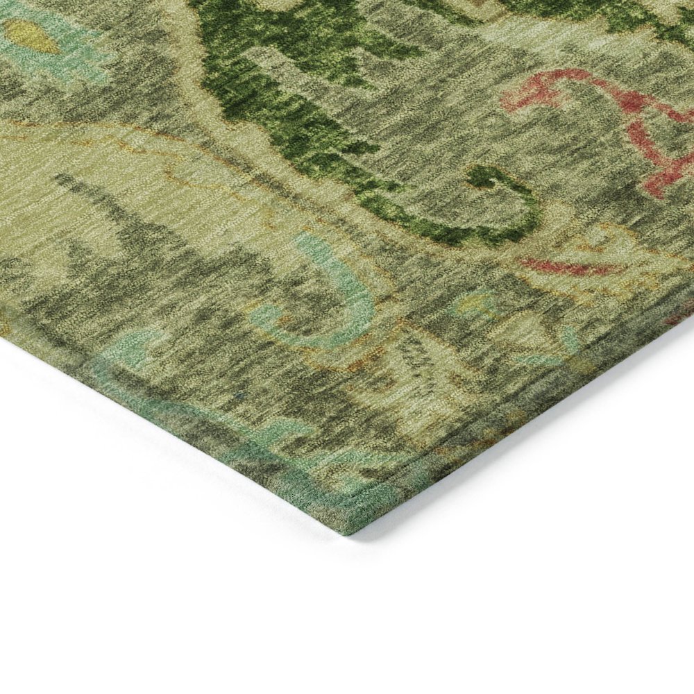 Machine Washable Indoor/Outdoor Chantille Green 3' x 5' Rug. Picture 3