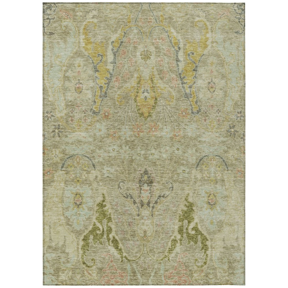 Machine Washable Indoor/Outdoor Chantille Khaki 8' x 10' Rug. Picture 1