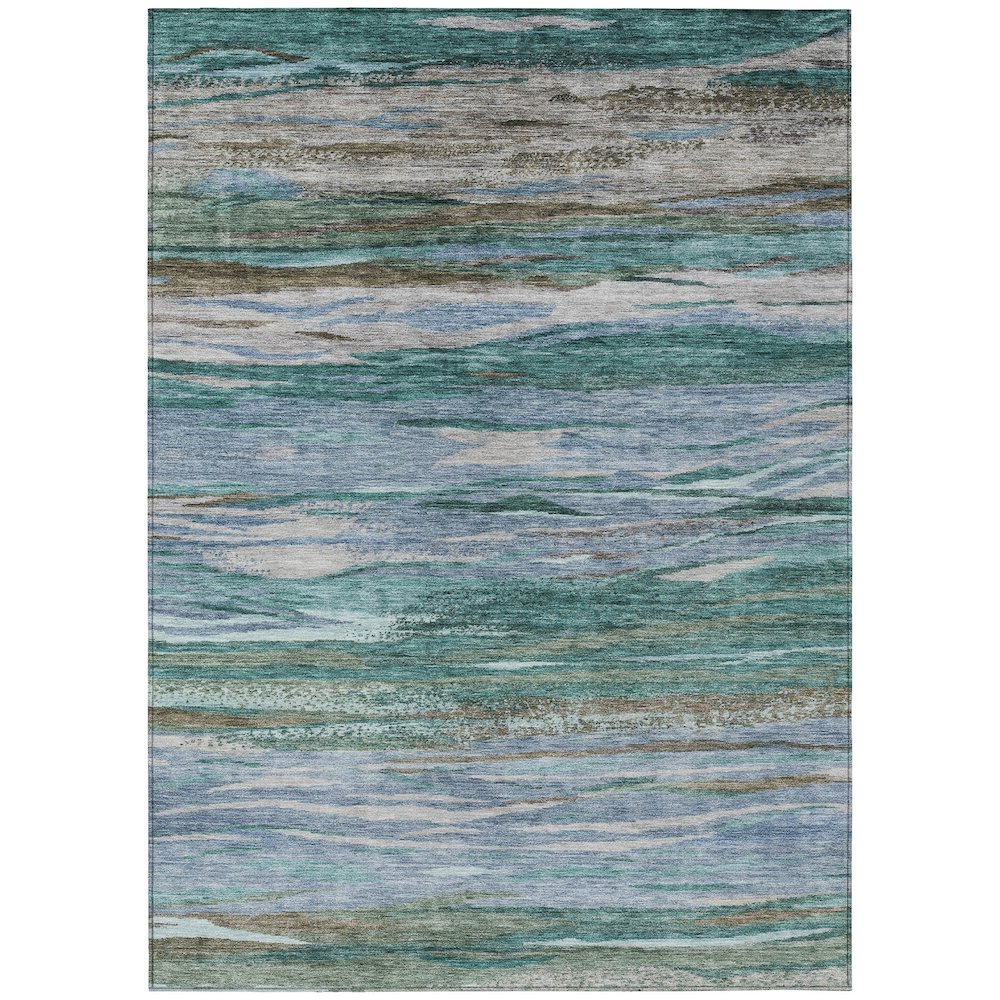 Machine Washable Indoor/Outdoor Chantille Teal 8' x 10' Rug. Picture 1