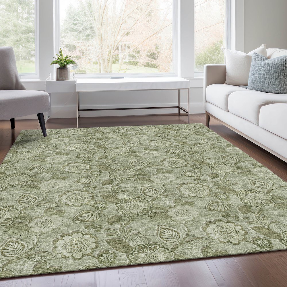 Machine Washable Indoor/Outdoor Chantille Aloe 8' x 10' Rug. Picture 6