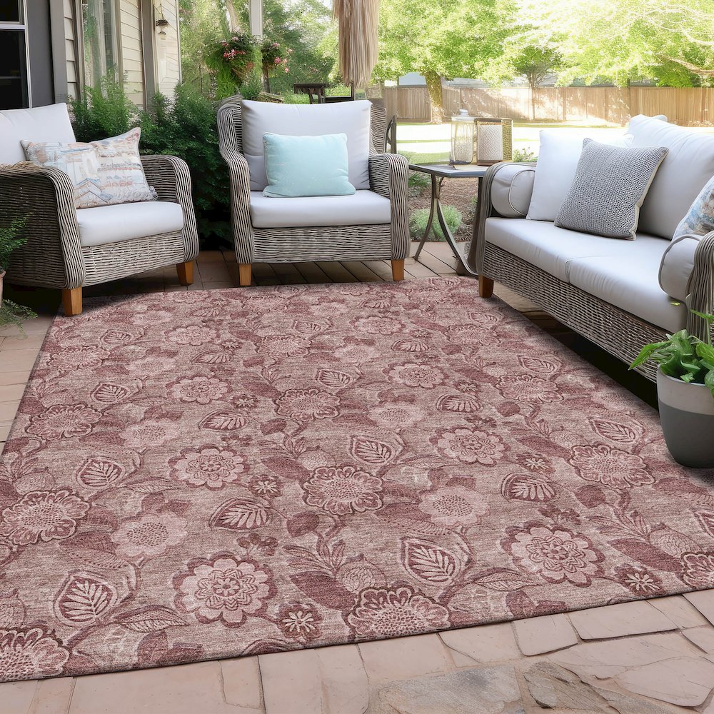Machine Washable Indoor/Outdoor Chantille Blush 8' x 10' Rug. Picture 7