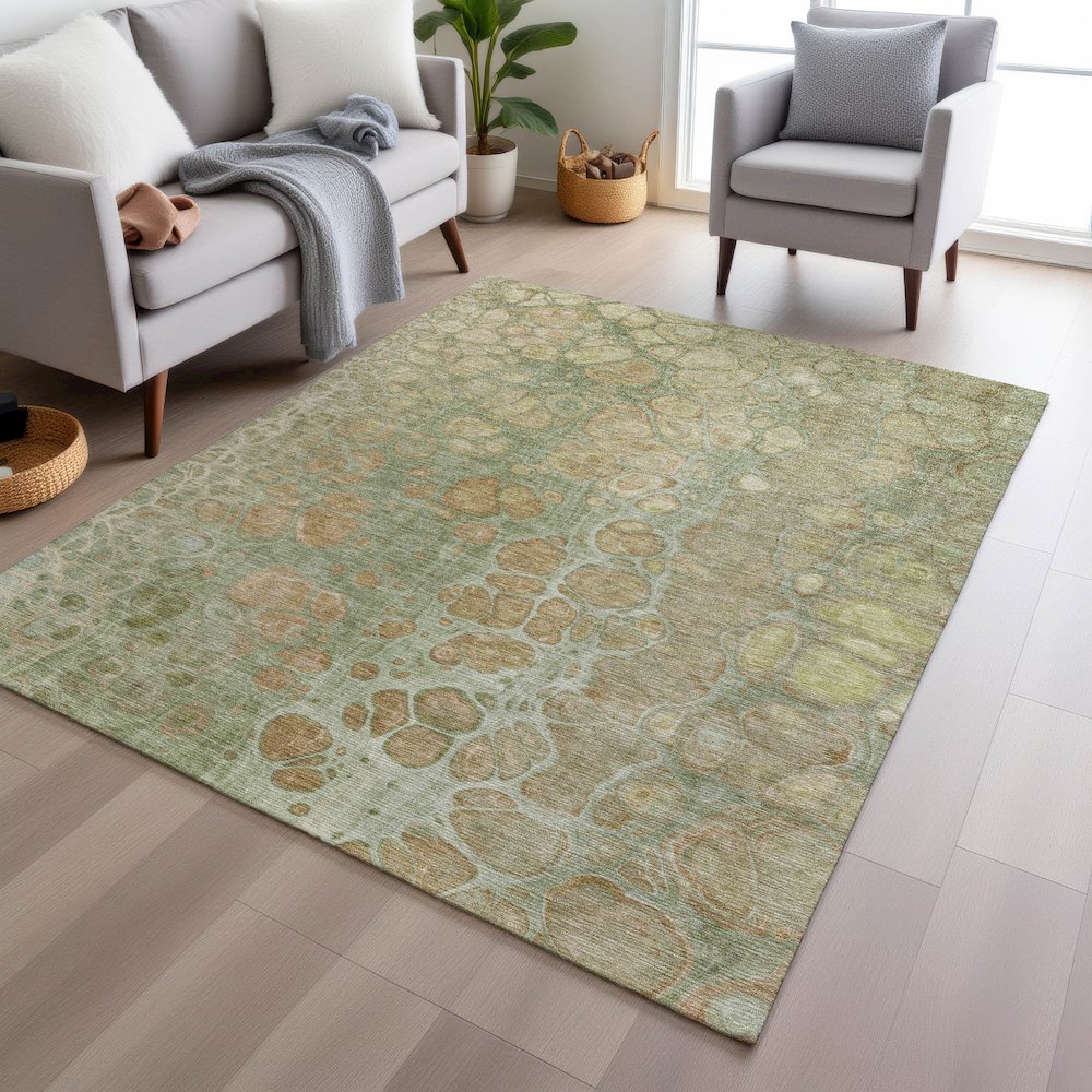 Machine Washable Indoor/Outdoor Chantille Aloe 8' x 10' Rug. Picture 5
