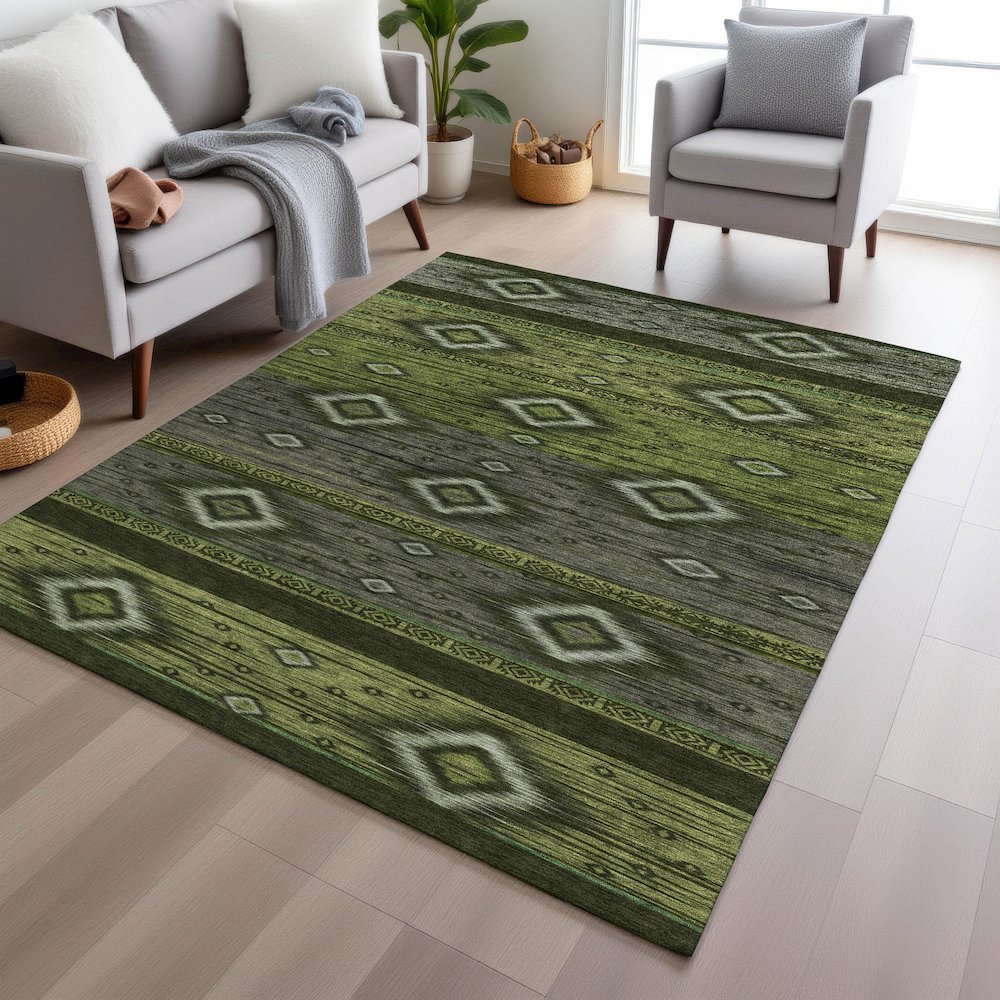 Machine Washable Indoor/Outdoor Chantille Aloe 8' x 10' Rug. Picture 5