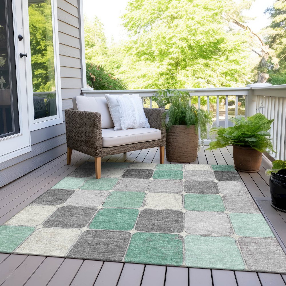 Machine Washable Indoor/Outdoor Chantille Mint 8' x 10' Rug. Picture 8